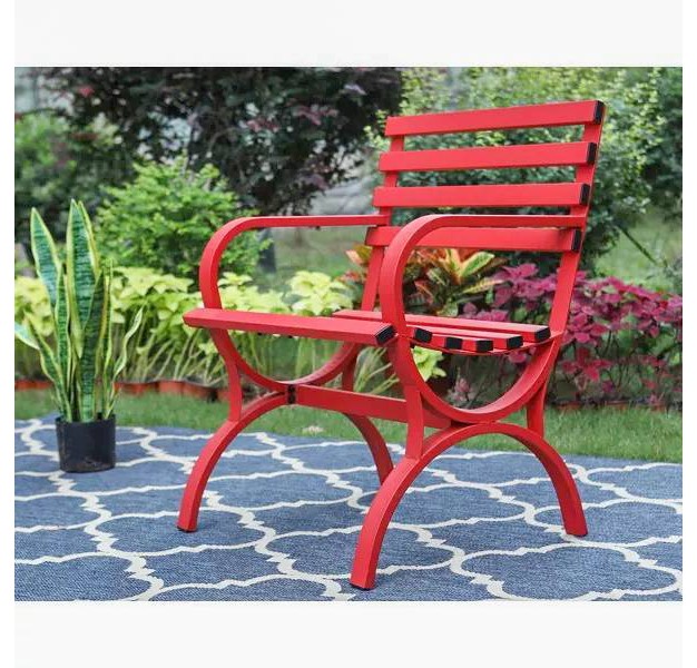 Outdoor Steel Single Seat Garden Arm Chair Red Captiva Designs