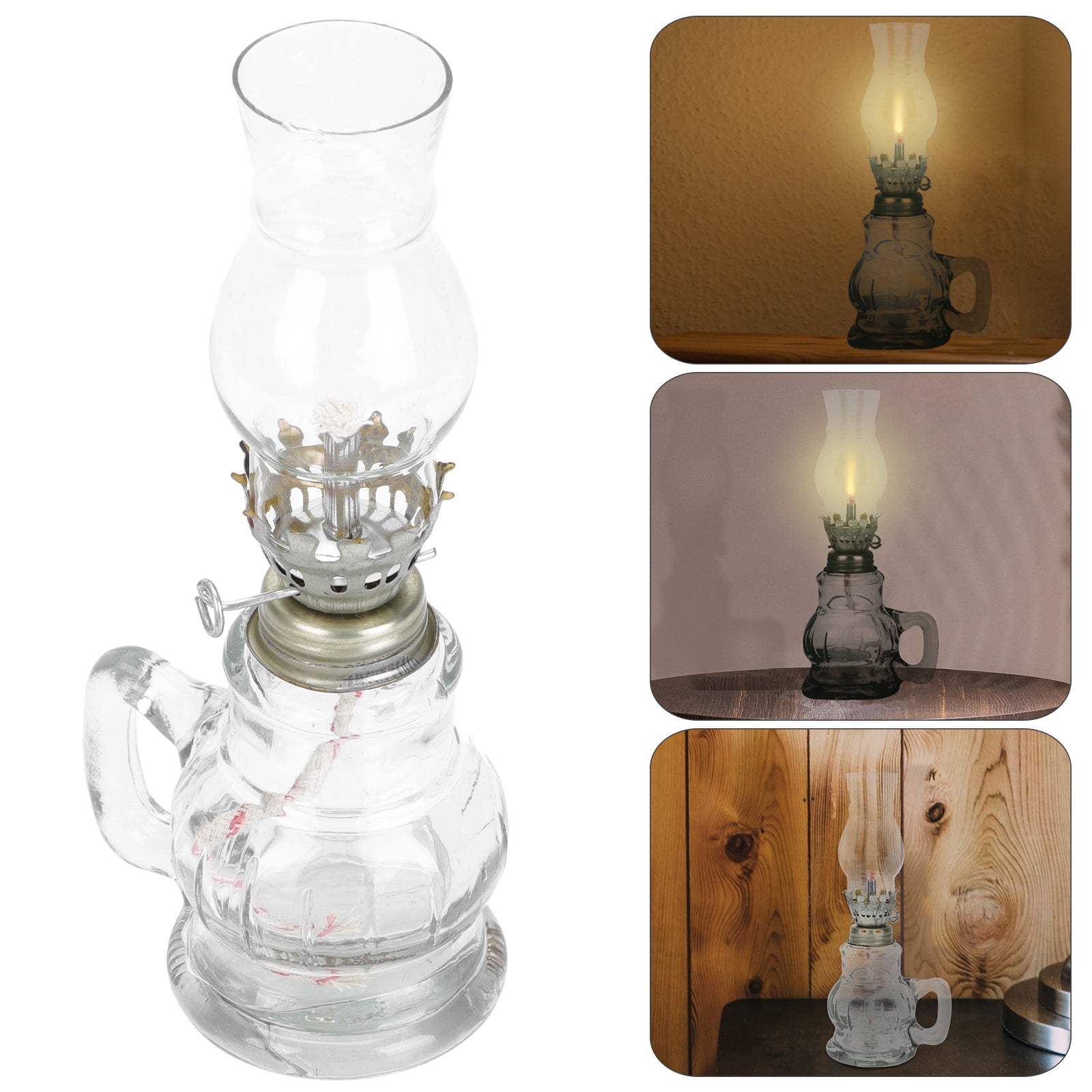 BESTONZON Vintage Glass Kerosene Lamp Retro Kerosene Lamp Portable Antique Oil Lantern