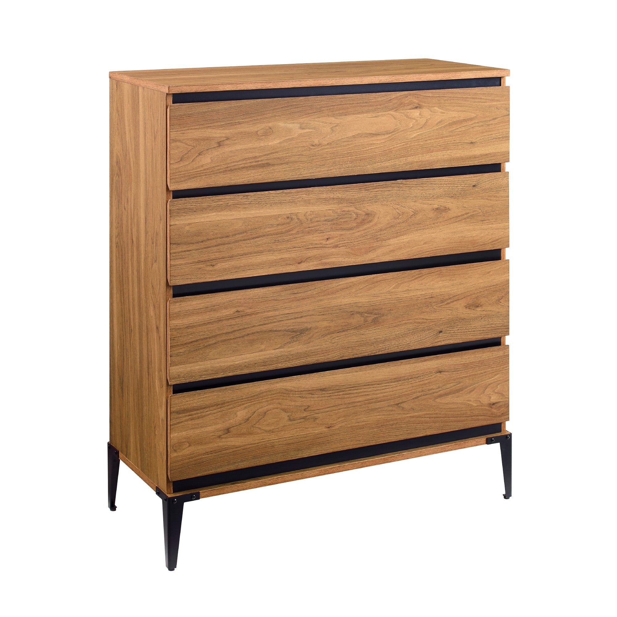 Manor Park Urban Industrial 4 Drawer Vertical Dresser, English Oak