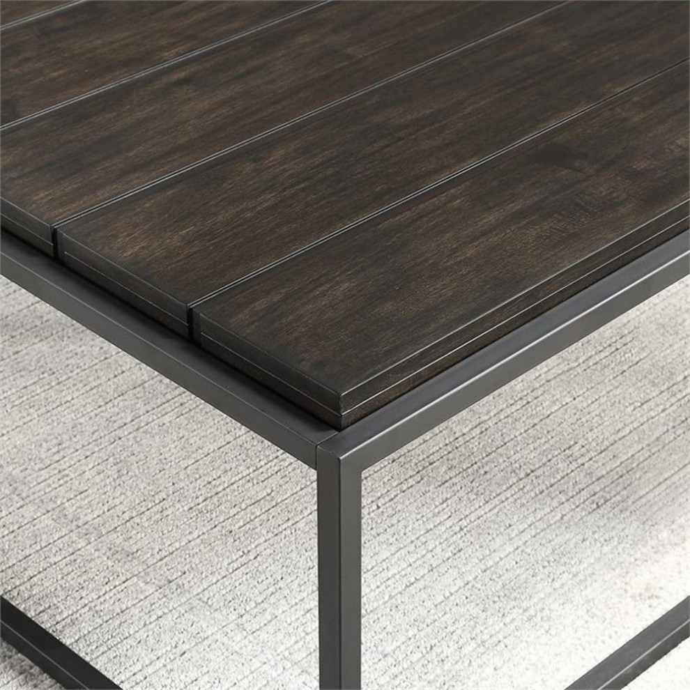 Bowery Hill Transitional Metal Base Mixed Media End Table in Gray   Transitional   Side Tables And End Tables   by Homesquare  Houzz