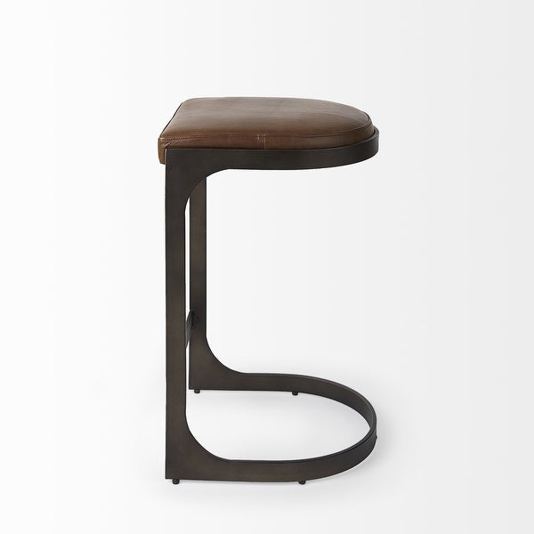 Leather C Shape Metal Counter Stool - 18