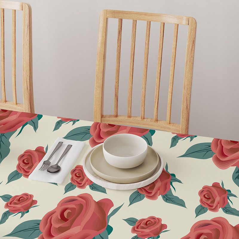 Rectangular Tablecloth， 100% Cotton， 52x104， Floral 85