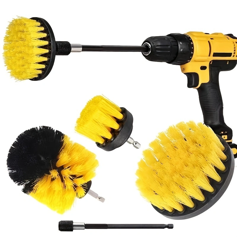 Electric Drill with (4pcs) Brush Scrubber Set, Auto Tires Cleaning Tools For Bathroom Tile Kitchen