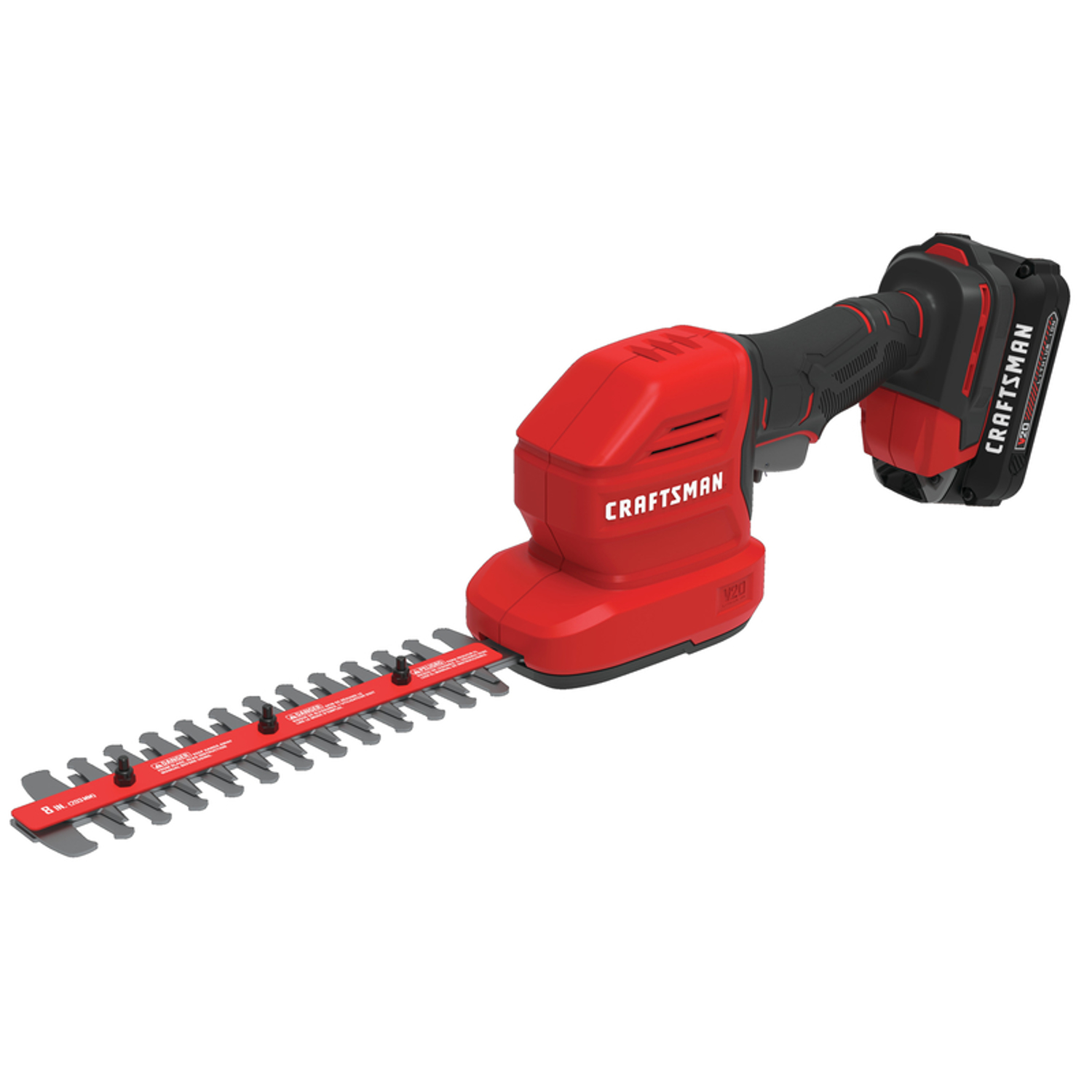 Craftsman V20 CMCSS800C1 8 in. 20 V Battery Hedge Trimmer with Shrub Shear Kit (Battery \u0026 Charger)