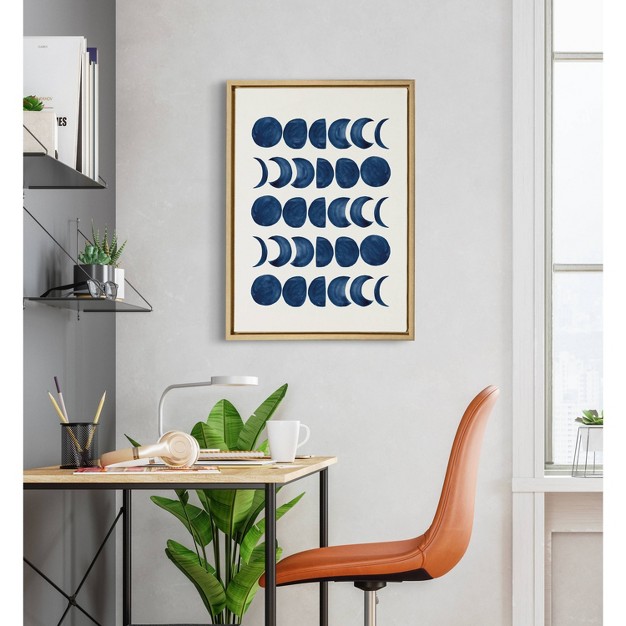 X 24 quot Sylvie Moon Phases Framed Wall Canvas By Teju Reval Gold Kate amp Laurel All Things Decor