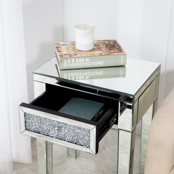 23.2'' Tall Mirrored Accent Table with 1 Drawer