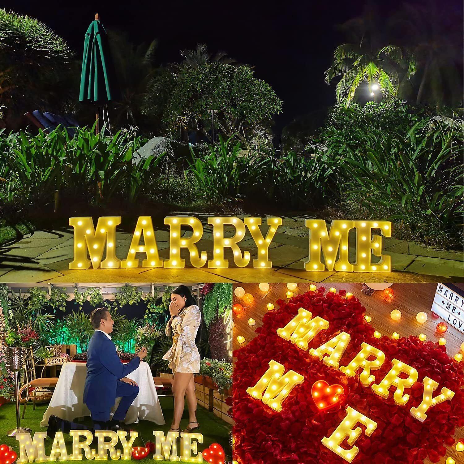 Marry Me Sign Led Light Up Letter Proposal Sign， Will You Marry Me Wedding Decor