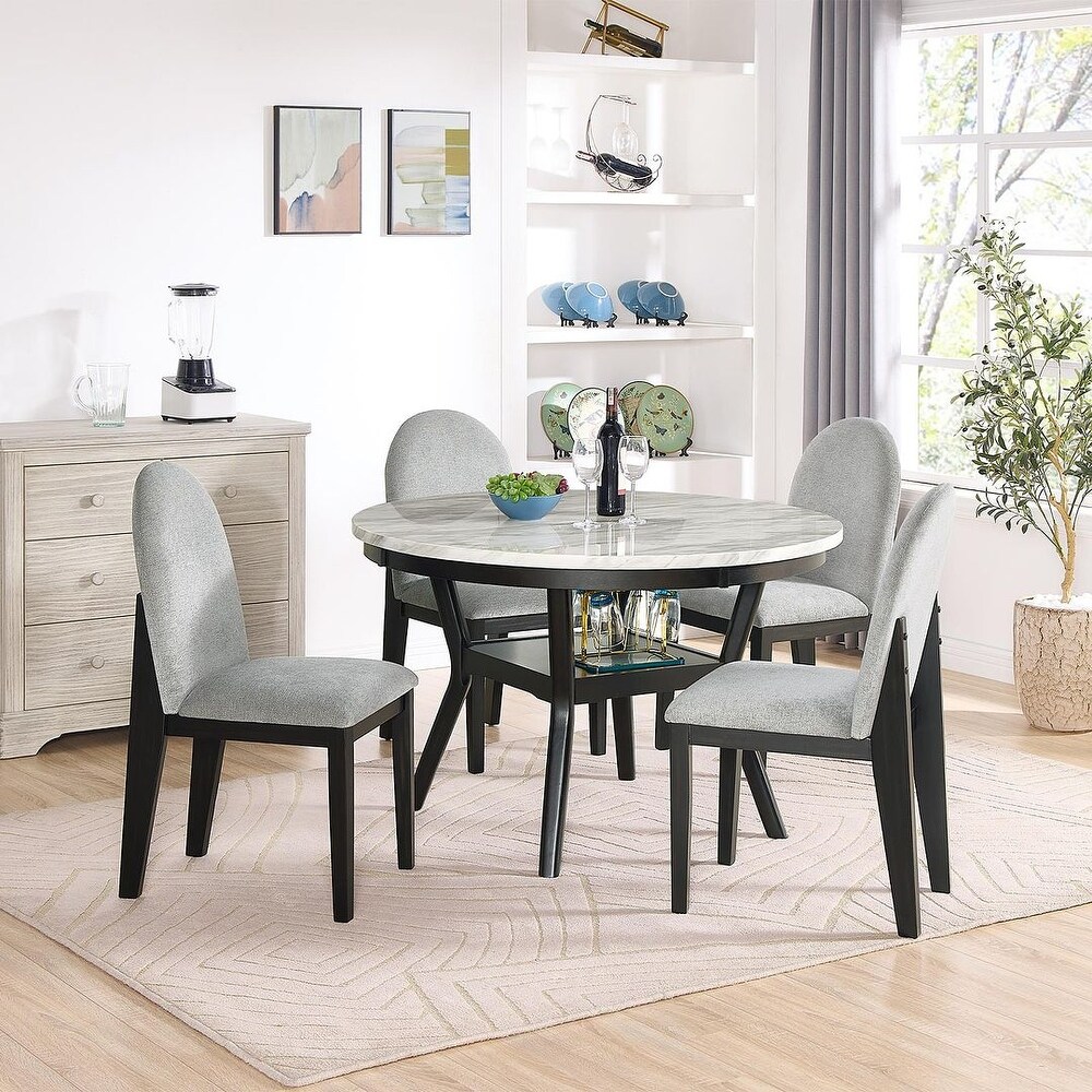 5 Piece Round Dining Set with Storage