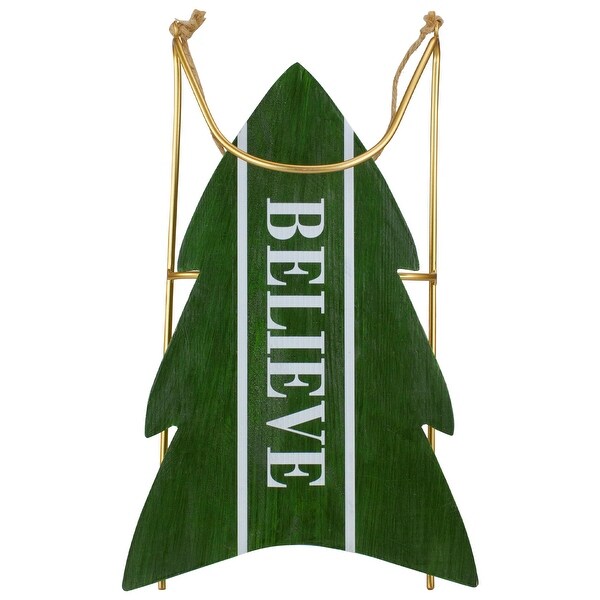 Wooden Believe Christmas Snow Sled Decoration