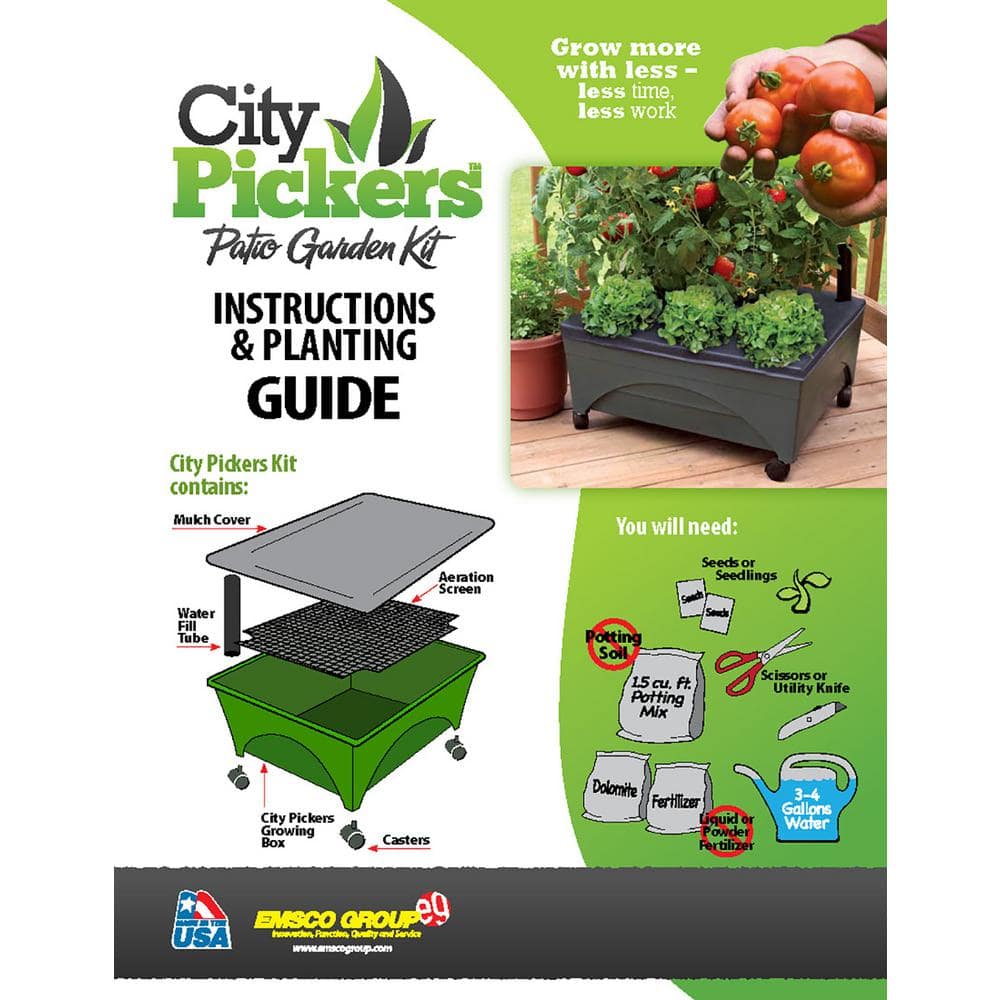 CITY PICKERS 24.5 in. x 20.5 in. Patio Raised Garden Bed Kit with Watering System and Casters in Limey Green 2343-1HD