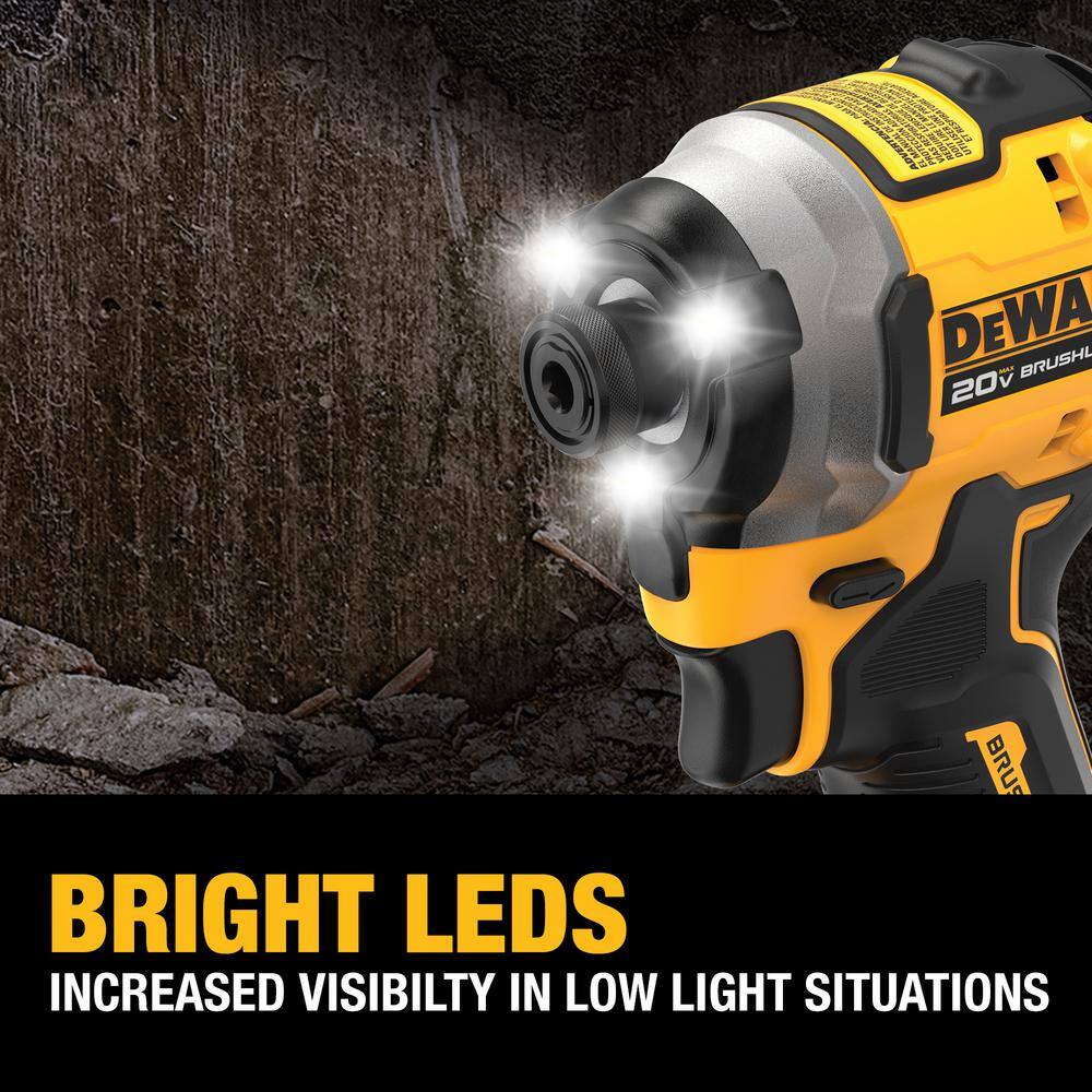 DW ATOMIC 20V MAX Cordless Brushless Compact 14 in. Impact Driver (Tool Only) DCF850B