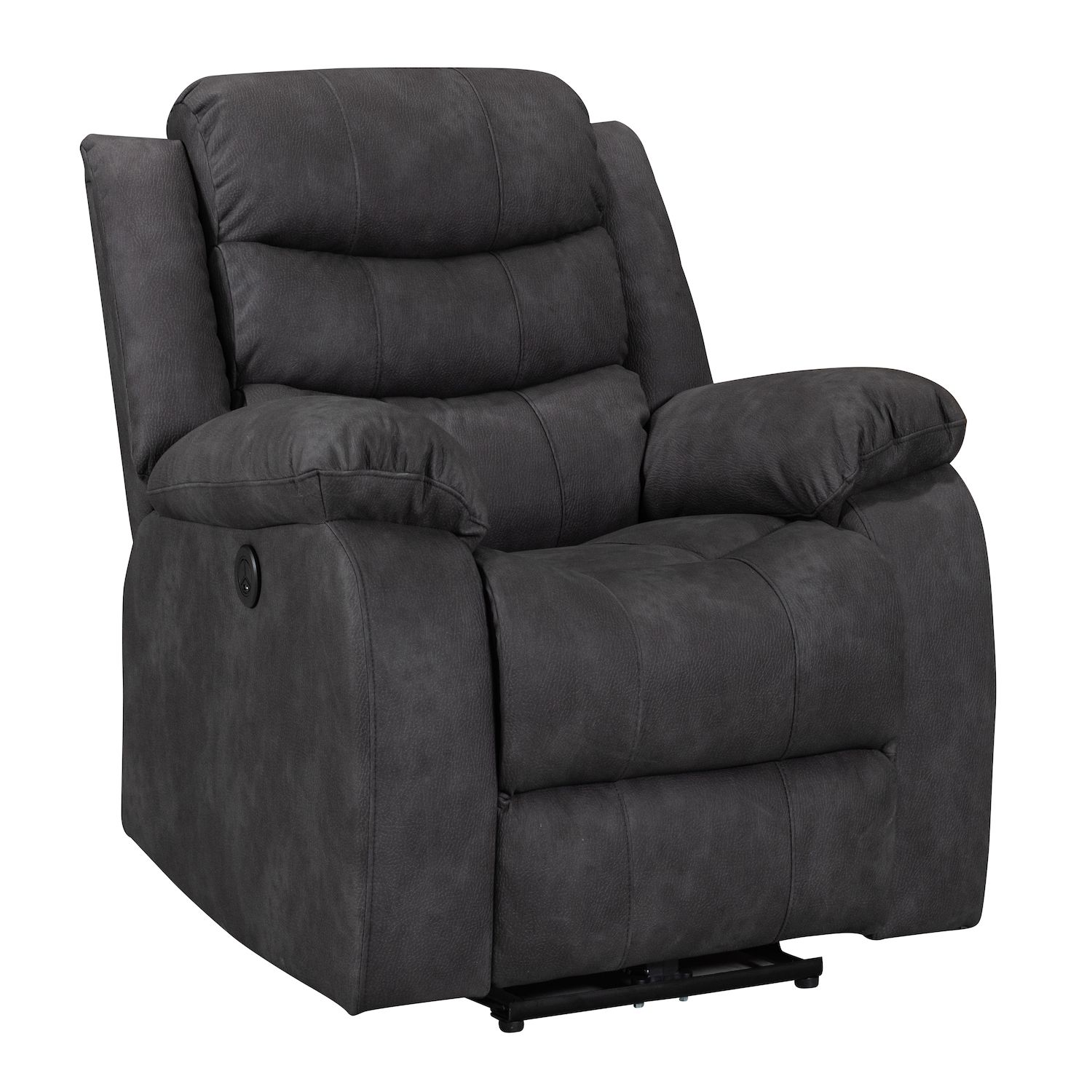 Fc Design Overstuffed Power USB Port Electric Pillow Top Arms Bedroom and Living Room Recliner Sofa Chair in Grey Finish