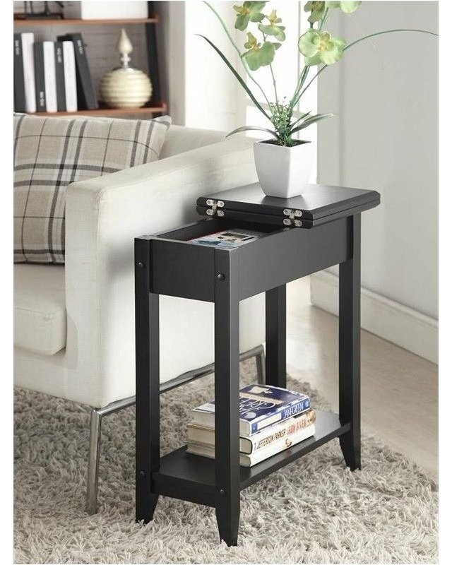 Pemberly Row Flip Top End Table   Black   Transitional   Side Tables And End Tables   by Homesquare  Houzz