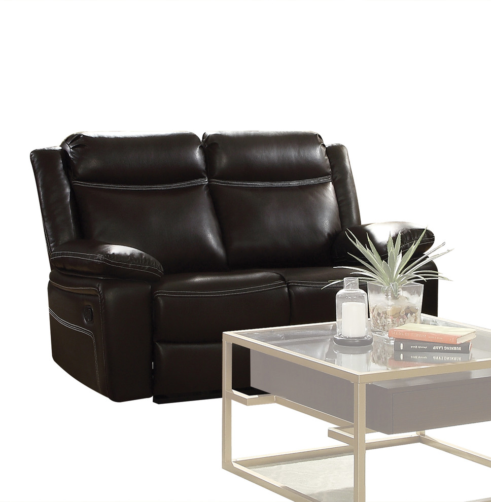 Acme Corra Reclining Loveseat  Espresso Faux Leather   Contemporary   Loveseats   by Acme Furniture  Houzz