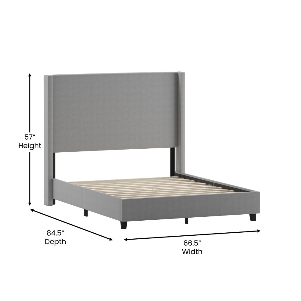 Upholstered Platform Bed with Channel Stitched Headboard