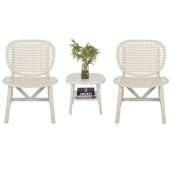 3Piece Hollow Design Patio Table Chair Set，Outdoor Bistro Set