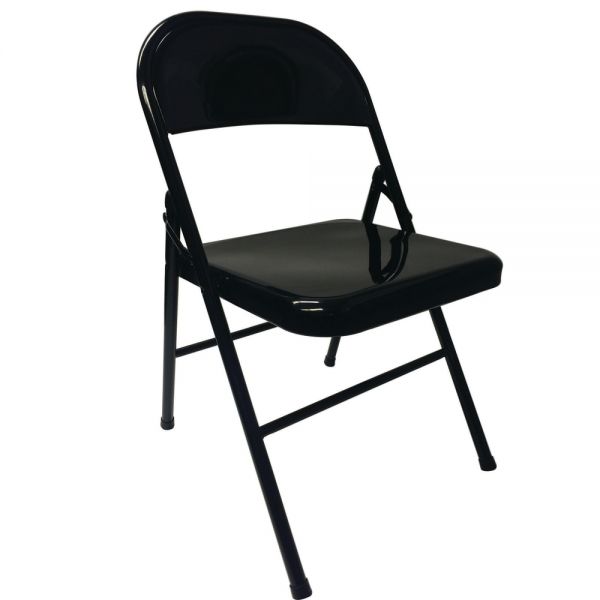 Metal Folding Chairs， Black， Set Of 4 Chairs