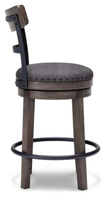 Signature Design by Ashley Caitbrook 24 Farmhouse Counter Height Upholstered Swivel Barstool， Gray