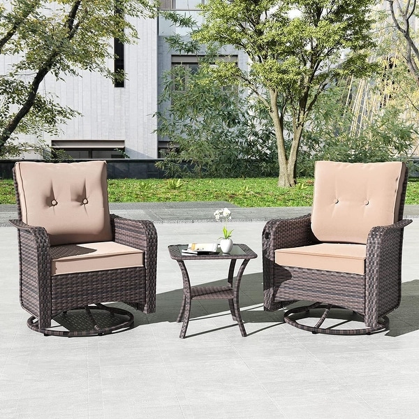 Kullavik 3 Pieces Patio Furniture Set，Outdoor Swivel Rocking Chairs