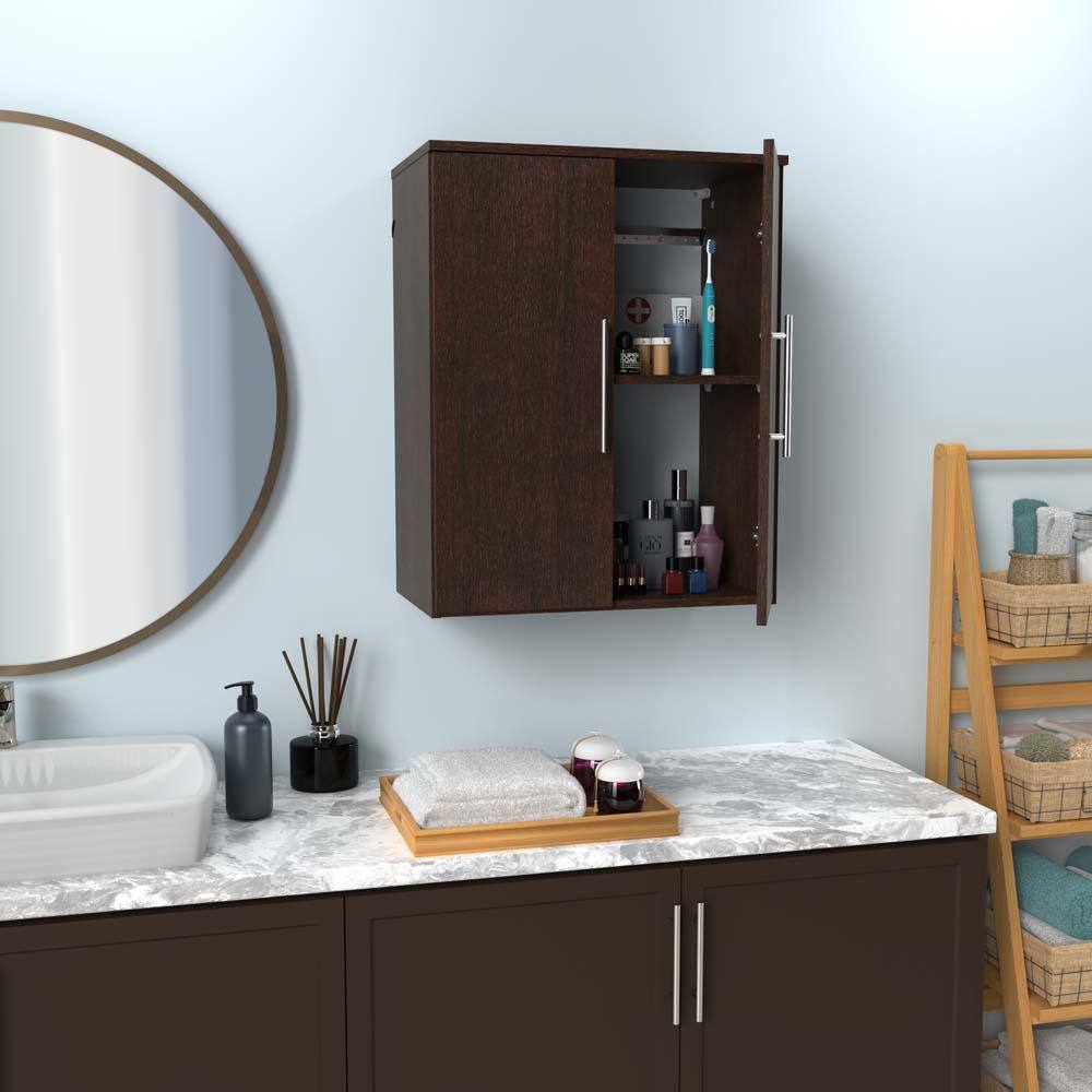 ClosetMaid Style+ 14.59 in. D x 25.12 in. W x 31.28 in. H Chocolate Laundry Room Floating Cabinet Kit with Modern Doors 10000-02194