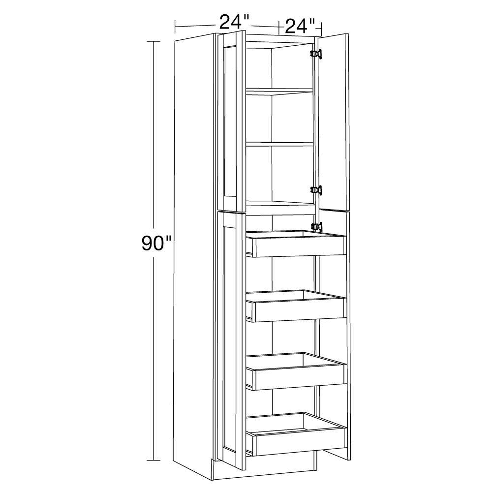 Home Decorators Collection Washington Vesper White Plywood Shaker Stock Assembled Utility Kitchen Cabinet Pantry 4 -Rot 24 in. x 90 in. x 24 in. U242490-4T-WVW