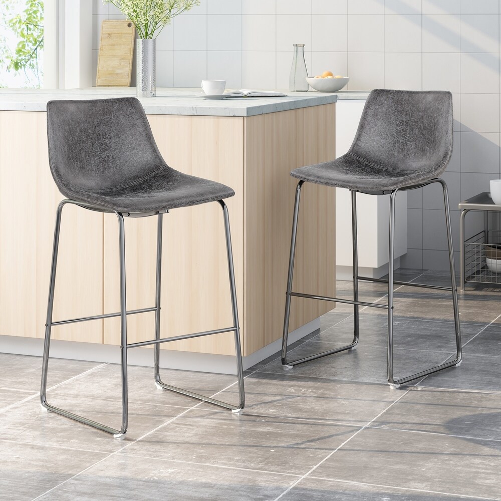 Cedric Modern Microfiber Bar Stool (Set of 2) by Christopher Knight Home