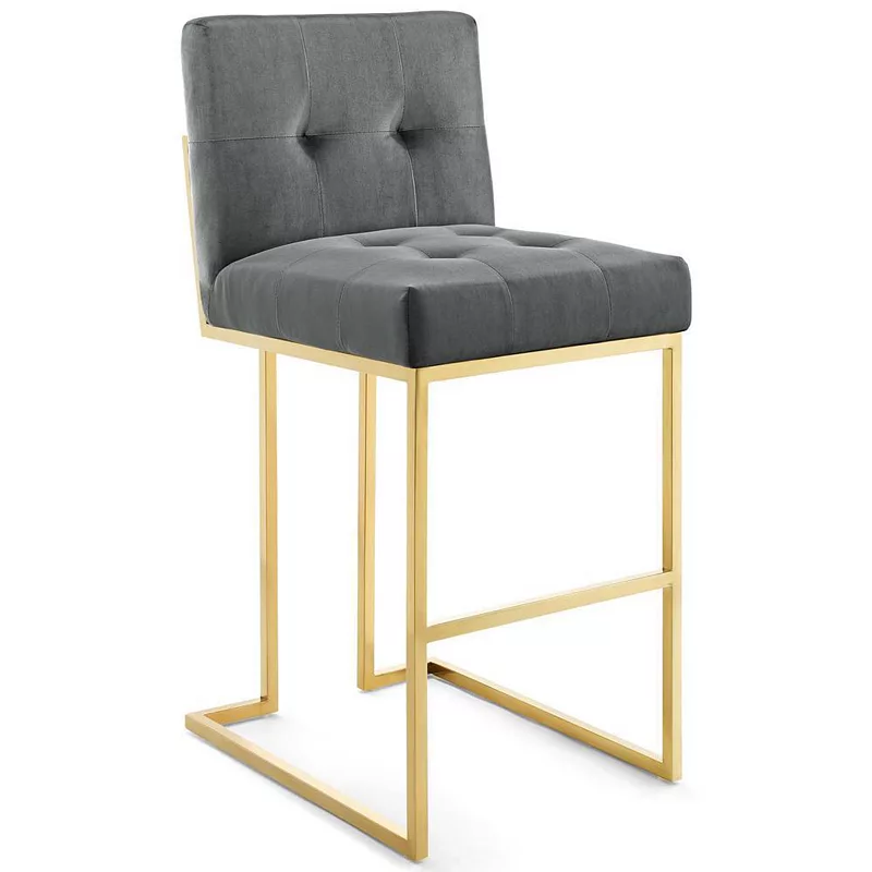 Modway Privy Gold Stainless Steel Performance Velvet Bar Stool