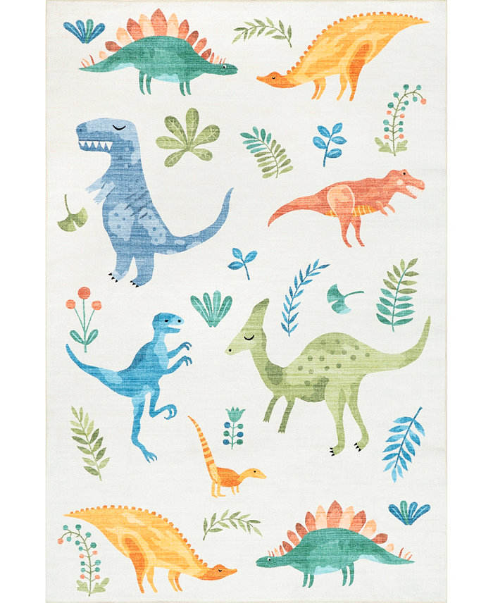 nuLoom Revel Eamon Dinosaur Washable Kids 4 x 6 Area Rug