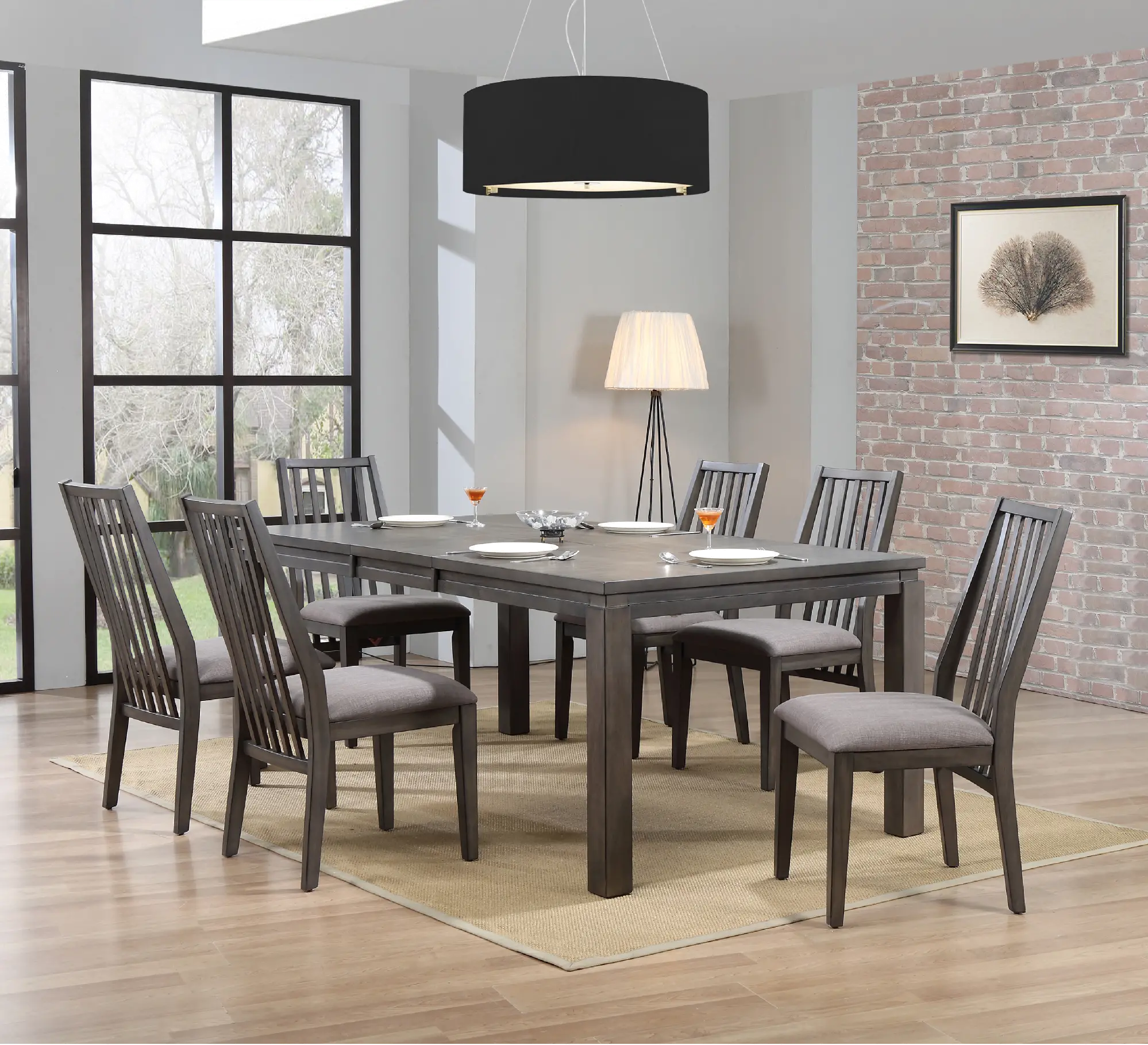 Hartford Contemporary Gray 7 Piece Dining Set