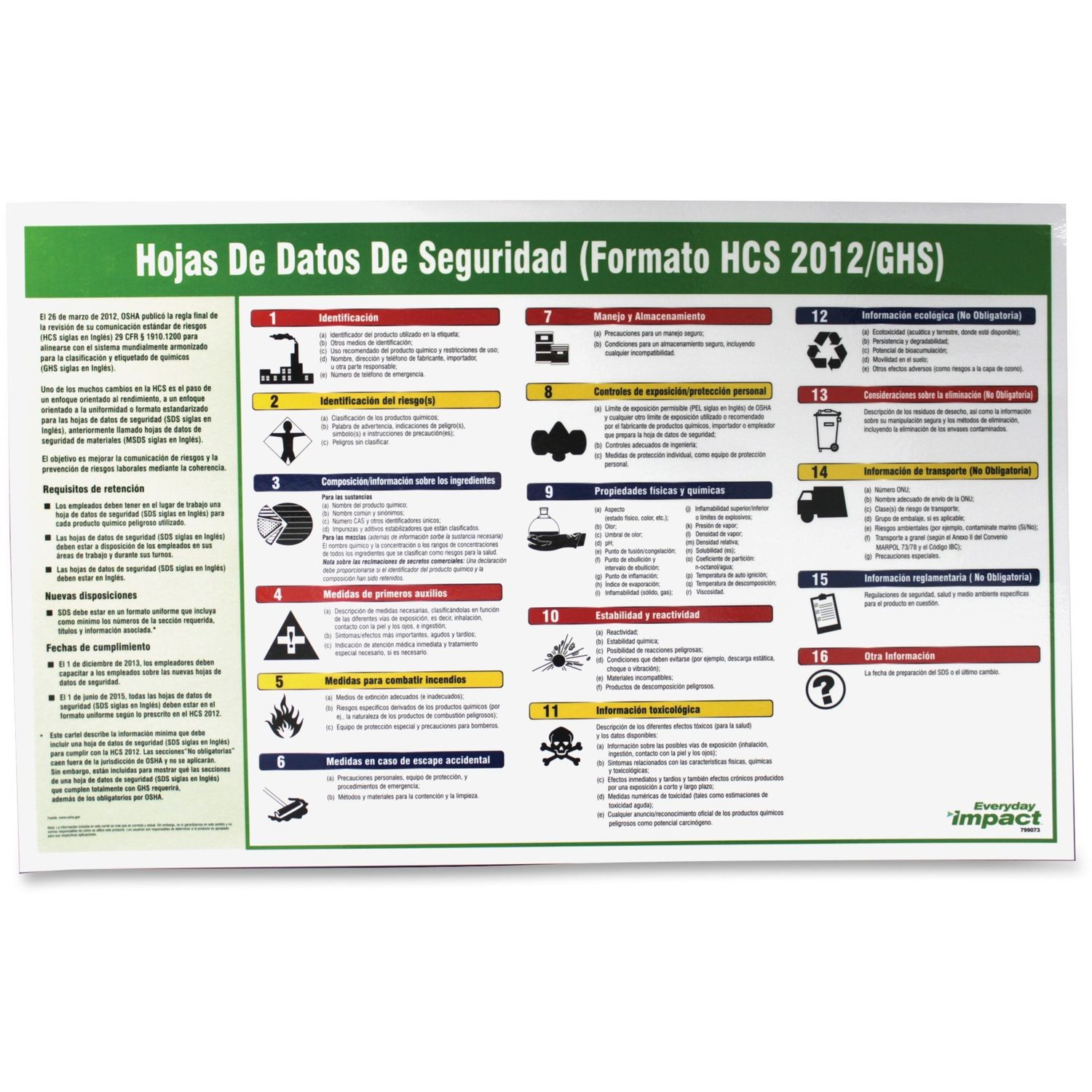 Safety Data Sheet Spanish Poster by Impact Products IMP799073