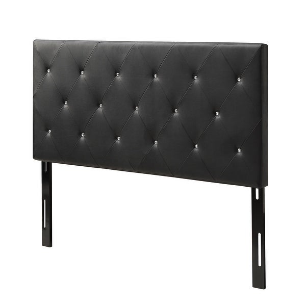 Silver Orchid Heston Contemporary Crystal Diamond Tufted Black Headboard - - 21906887