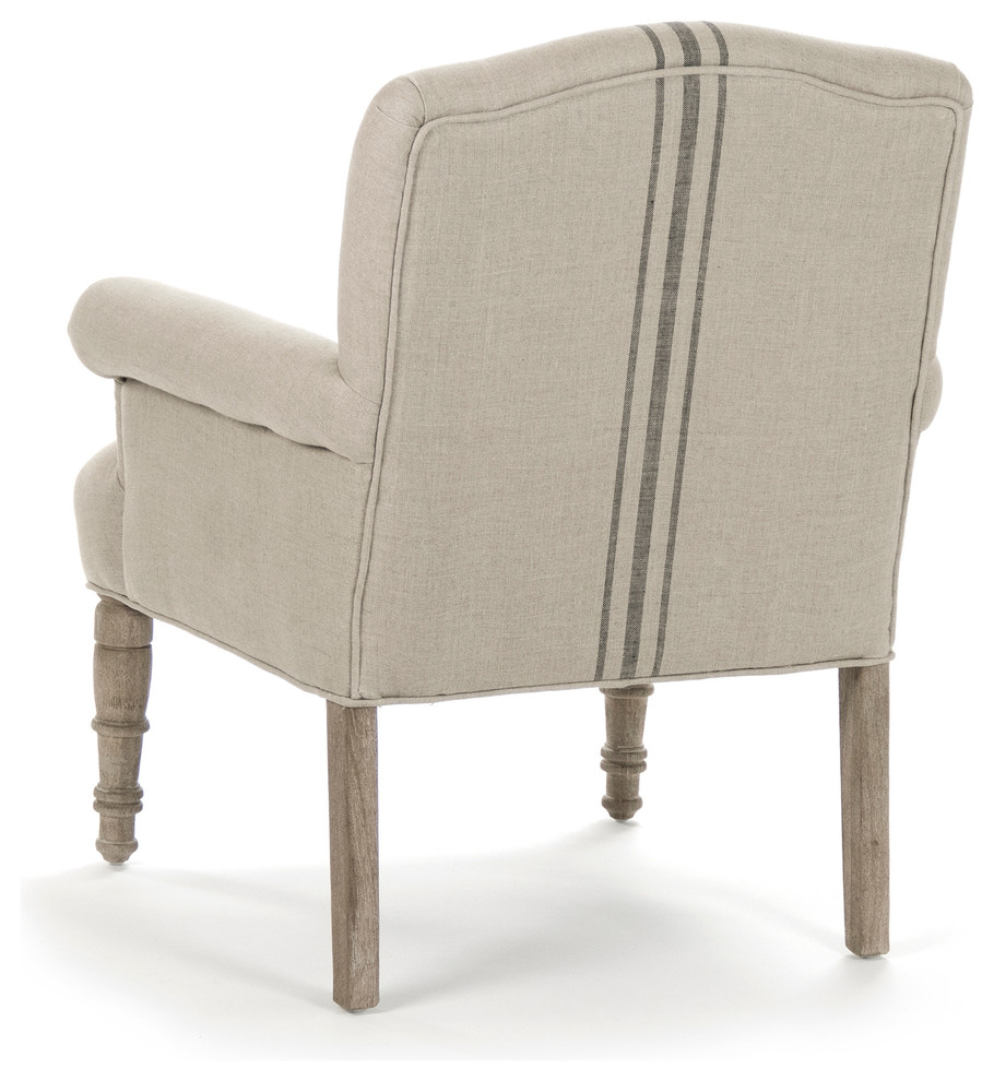 Rana Club Chair  Natural Linen With Blue Stripe   French Country   Armchairs And Accent Chairs   by Zentique  Inc.  Houzz