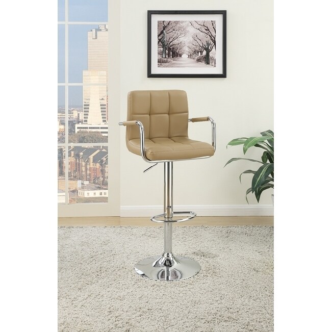 Arm Chair Style Bar Stool With Gas Lift Brown And Silver Set of 2