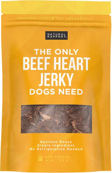 Natural Rapport The Only Beef Heart Jerky Dog Treats， 4-oz bag