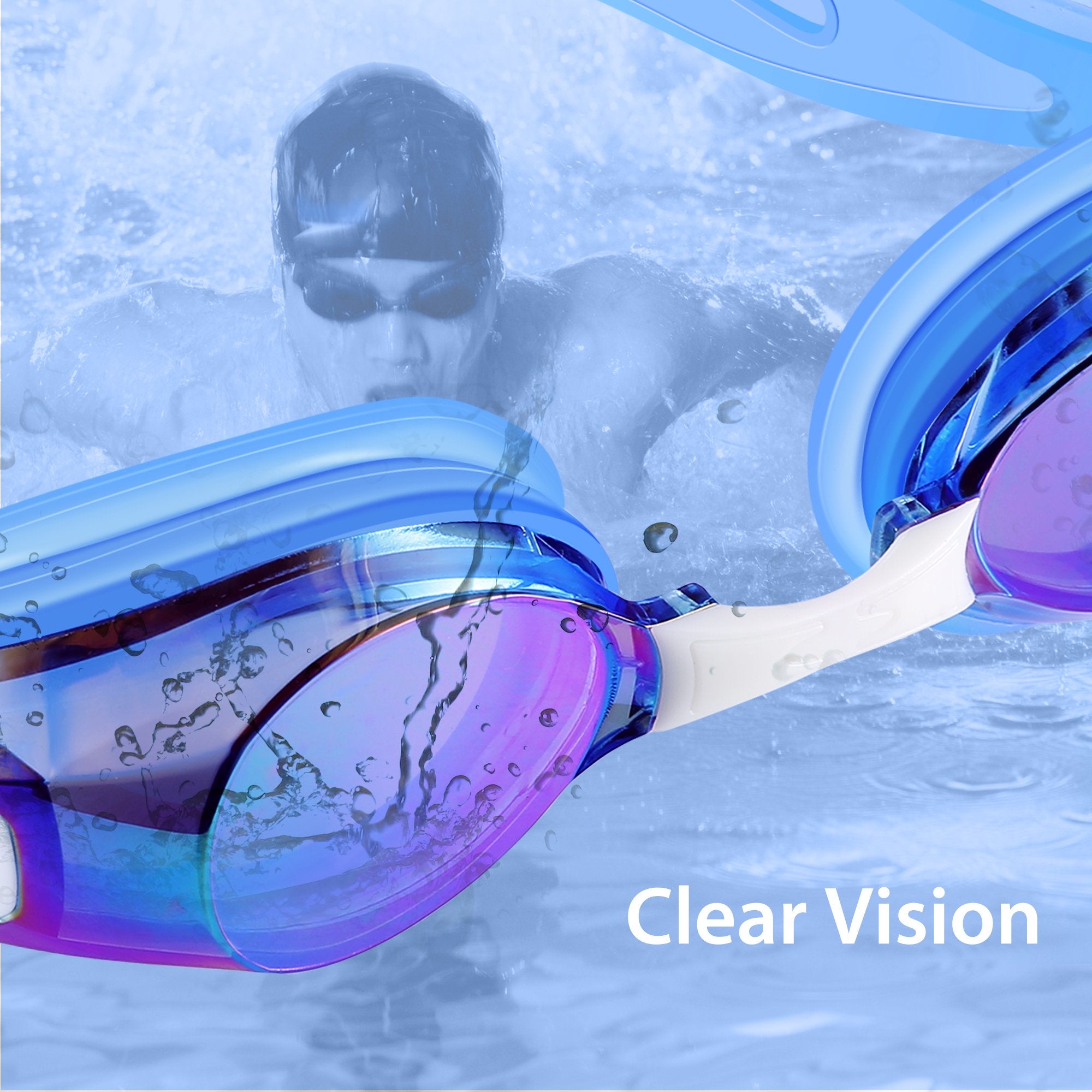 IPOW Anti Fog Swimming Goggles professional UV Protection Swim Goggle Glasses for Adult Men Women Youth Kids Child Girls Boys, Blue