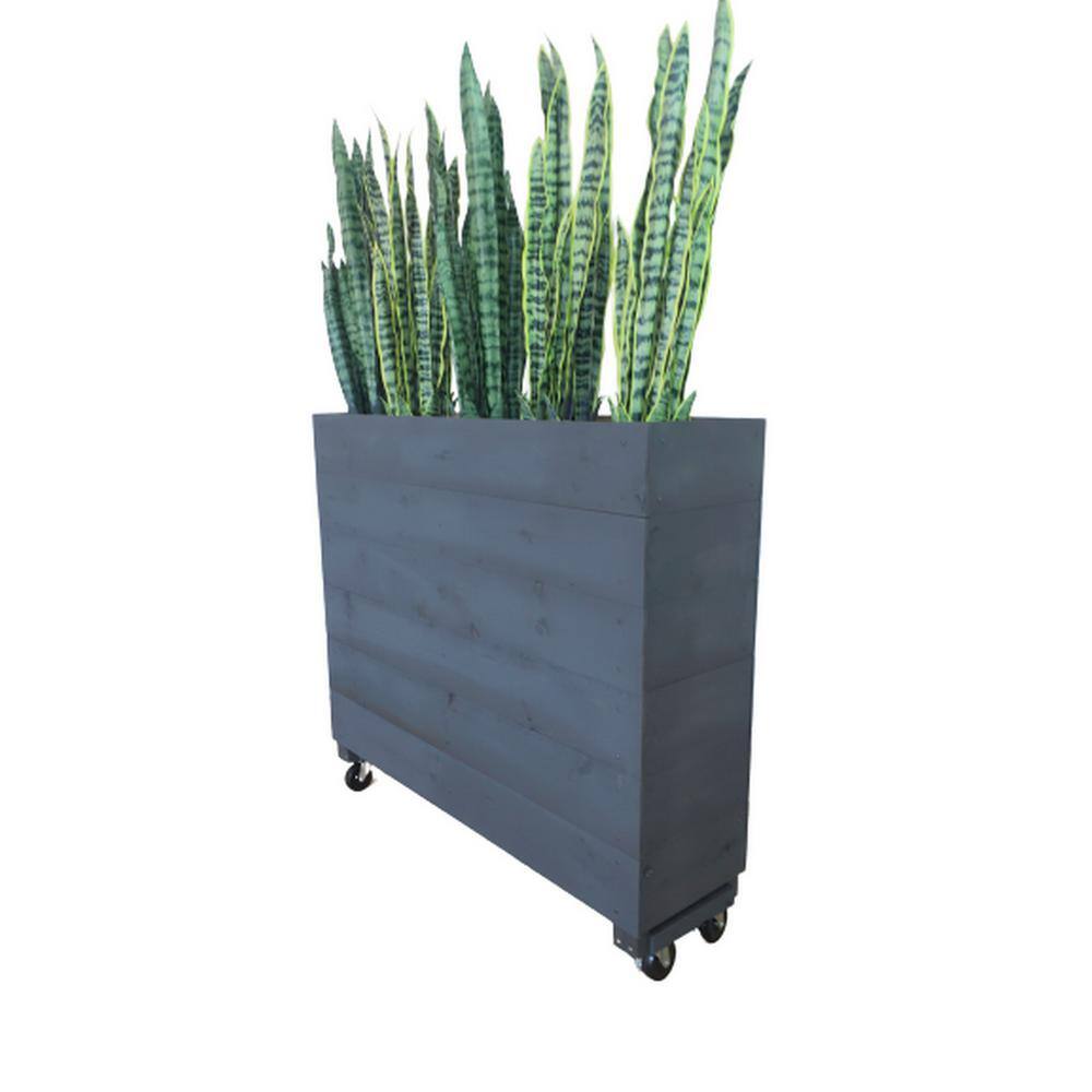 Ejoy 44 in. x 12 in. x 36 in. Black Solid Wood Mobile Planter Barrier in Unfinished Wood Color SolidWoodPlanterBLACK_44x36x12