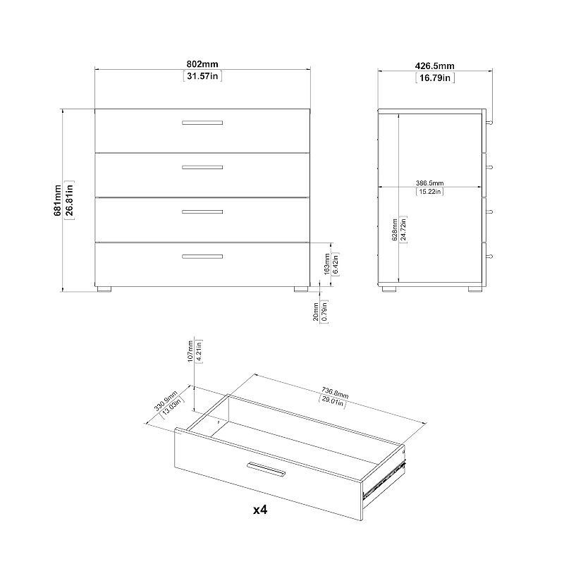 Tvilum Austin 4-Drawer Dresser