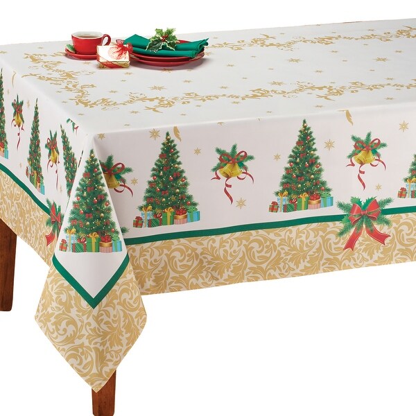 Beautiful Festive Christmas Tree Printed Tablecloth