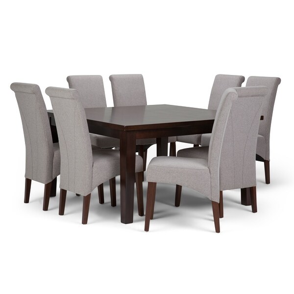 WYNDENHALL Franklin Transitional 9 Pc Dining Set with 6 Upholstered Dining Chairs and 54 inch Wide Table