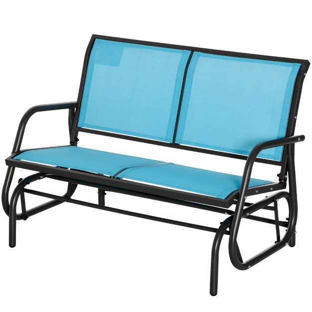 Outsunny 2 person Outdoor Glider Bench Patio Double Swing Rocking Chair Loveseat W powder Coated Steel Frame For Backyard Garden