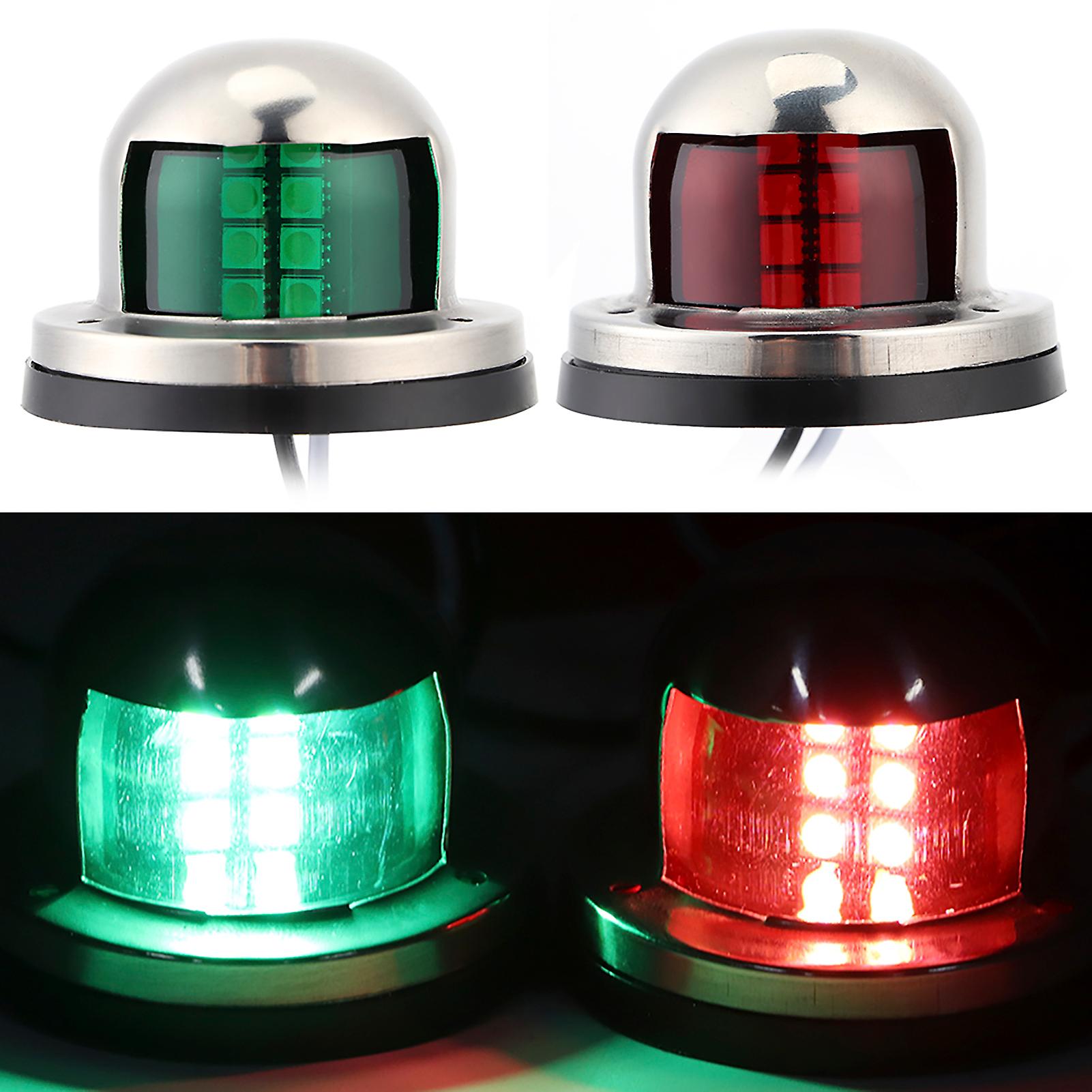 2pcs 12v Red Green Led Navigation Lights Stainless Steel Sailing Lamp For Marine Boat Yacht