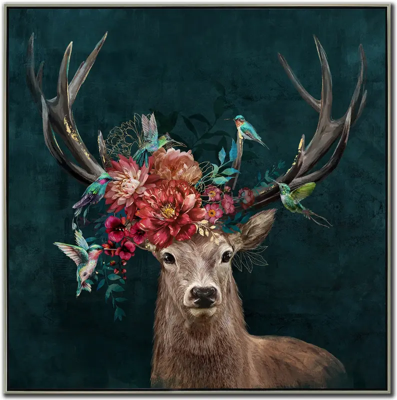 Floral Antlers Canvas Wall Art