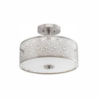 Progress Lighting Mingle Collection 17-Watt Brushed Nickel Integrated LED Semi-Flush Mount P2320-0930K9