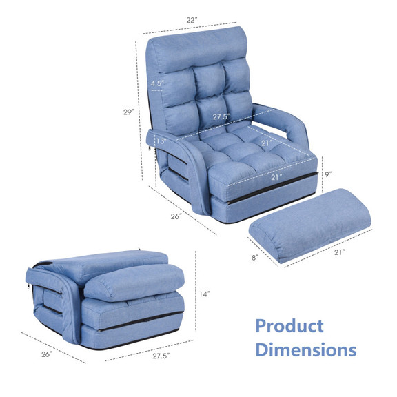 Costway 79381420 Folding Lazy Floor Chair Sofa wit...