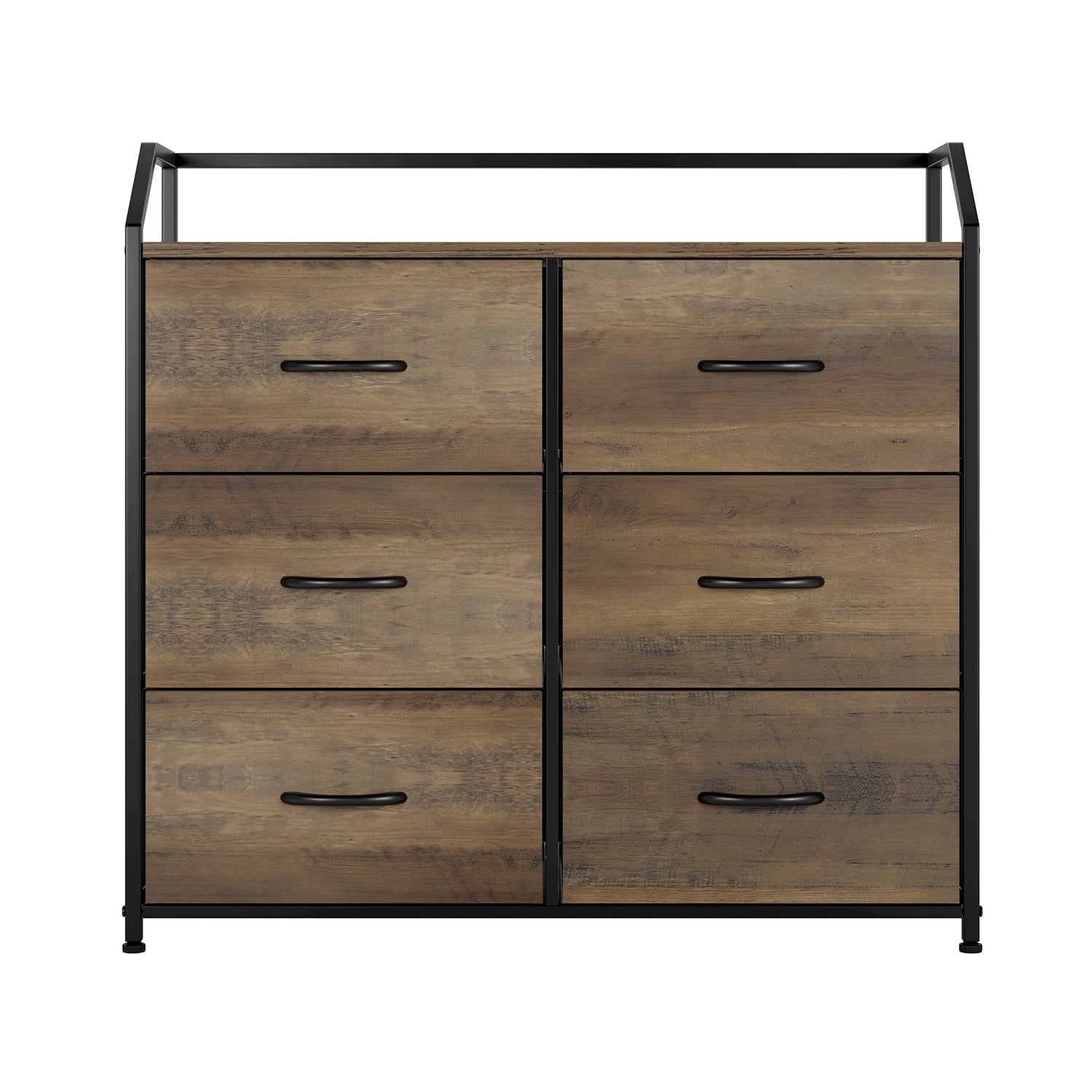 Homfa 6 Fabric Drawers Dresser, Lightweight Storage Cabinet with Handles, Easy to Assemble, Rustic Brown Finish