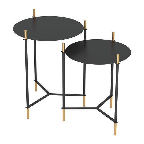 Blue Brook of 2 Jerry Side Tables Black and Gold