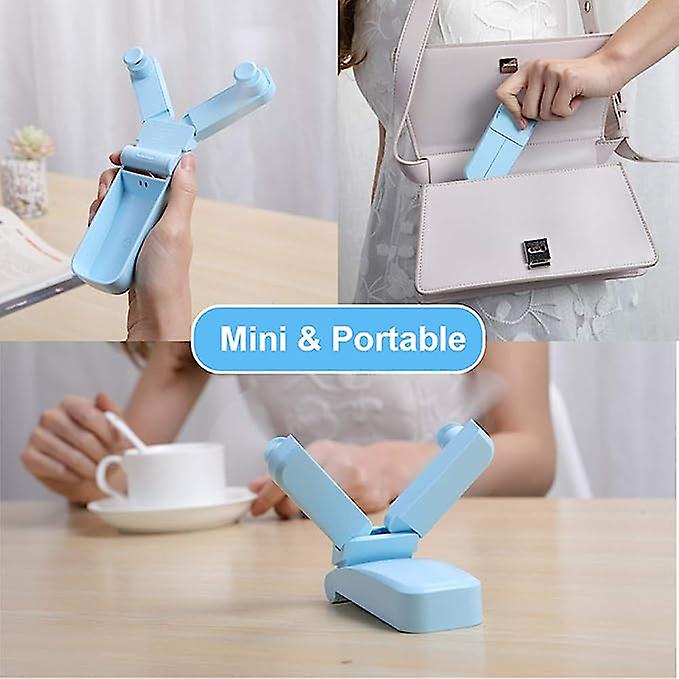 Portable Handheld Fan， Mini Pocket Fan Usb， Suitable For Women Girls Outdoor Travel， Dual Heads With 2 Speed Strong Wind Blue