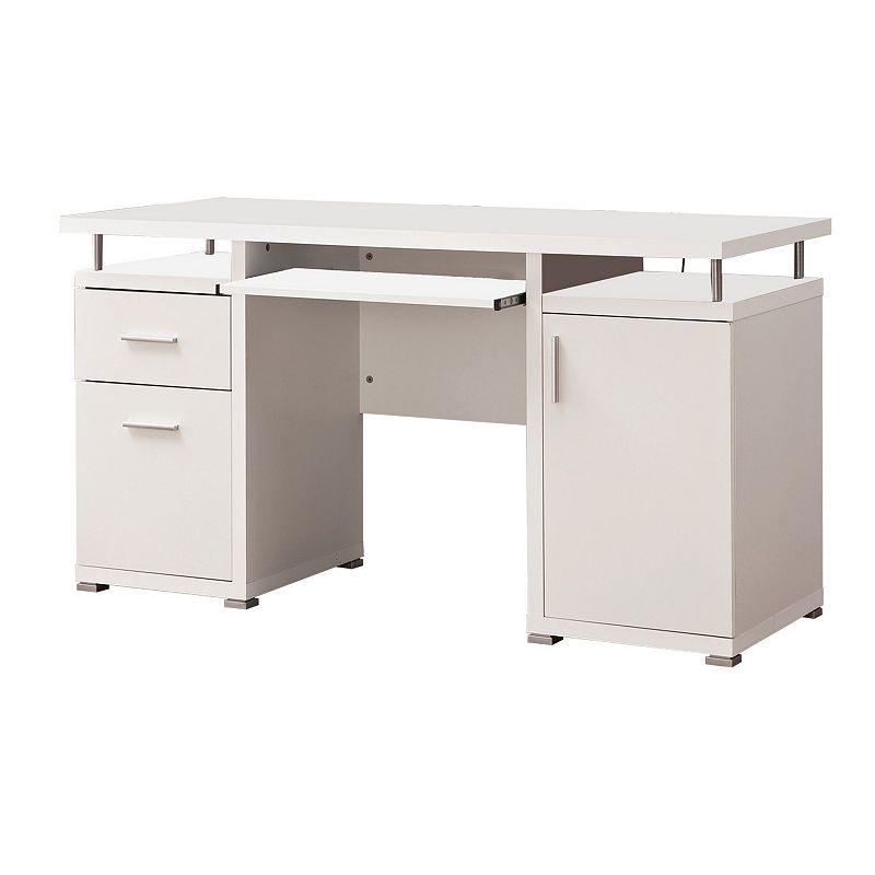 Elegant white Computer desk with efficient Storage