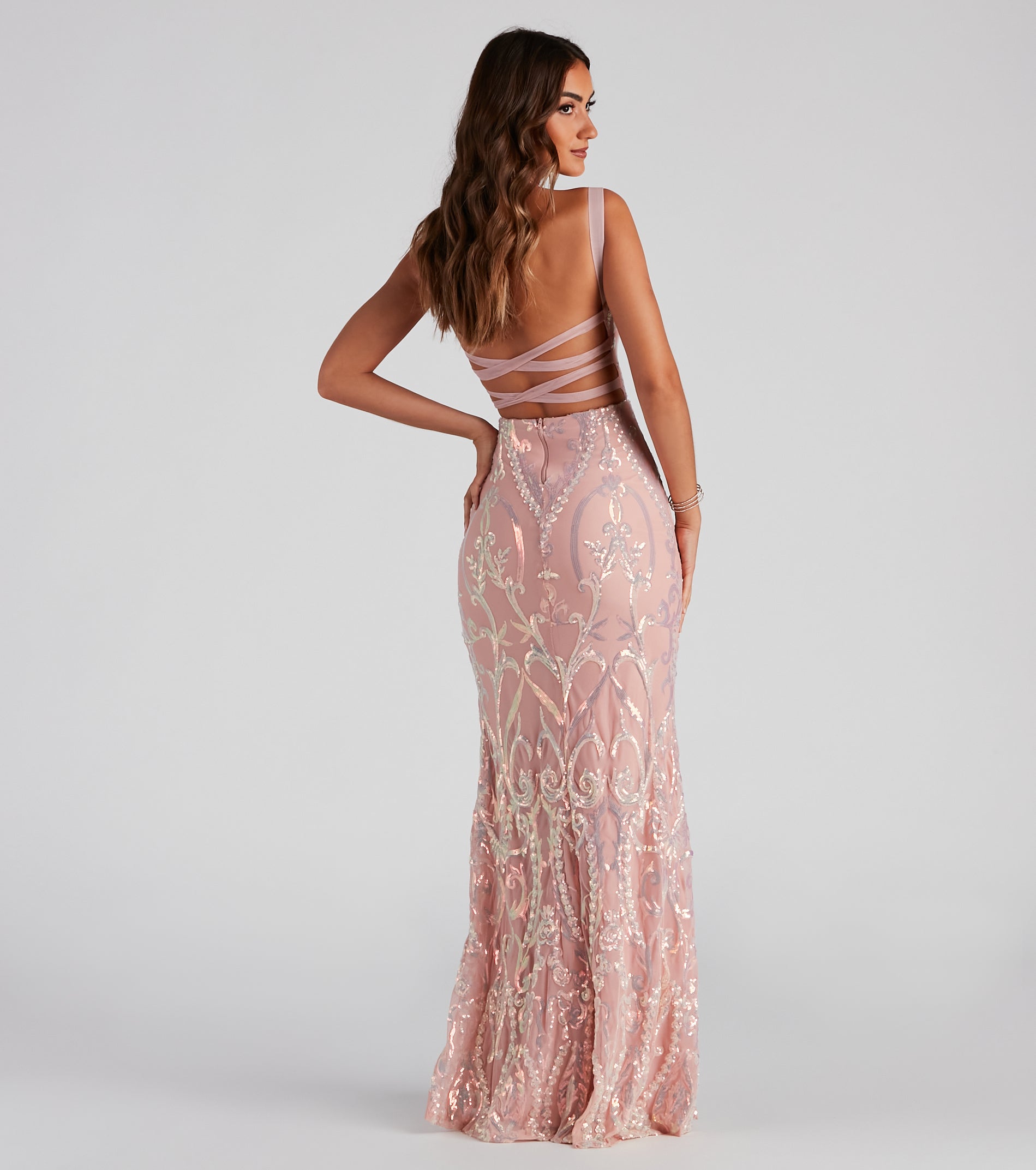 Catherine Formal Sequin X-Back Dress