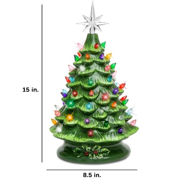 PreLit Ceramic Tabletop Christmas Tree with Lights